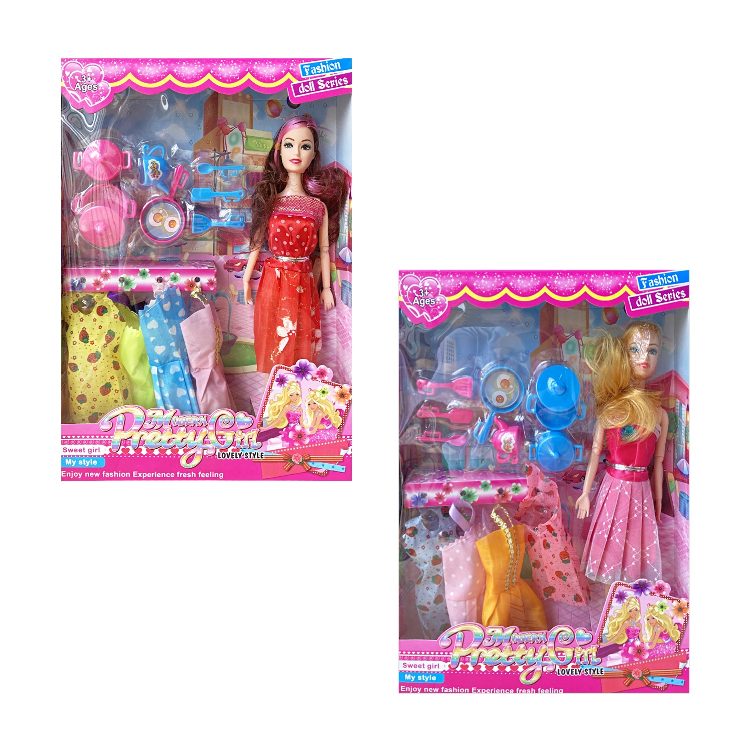 BARBIE EN CAJA CON 4 VESTIDOS Y ACCESORIOS