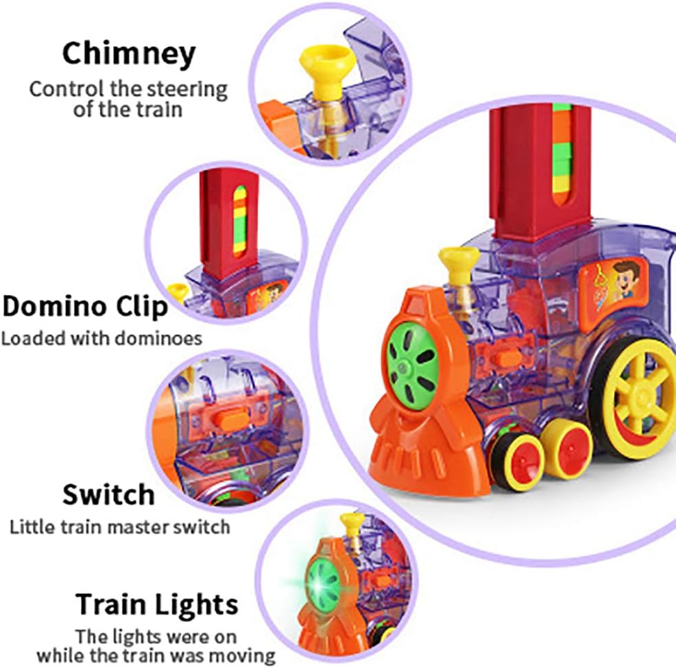 Tren Bloque de Dominó para Niños: ¡Diversión Eléctrica con Luces y Música!