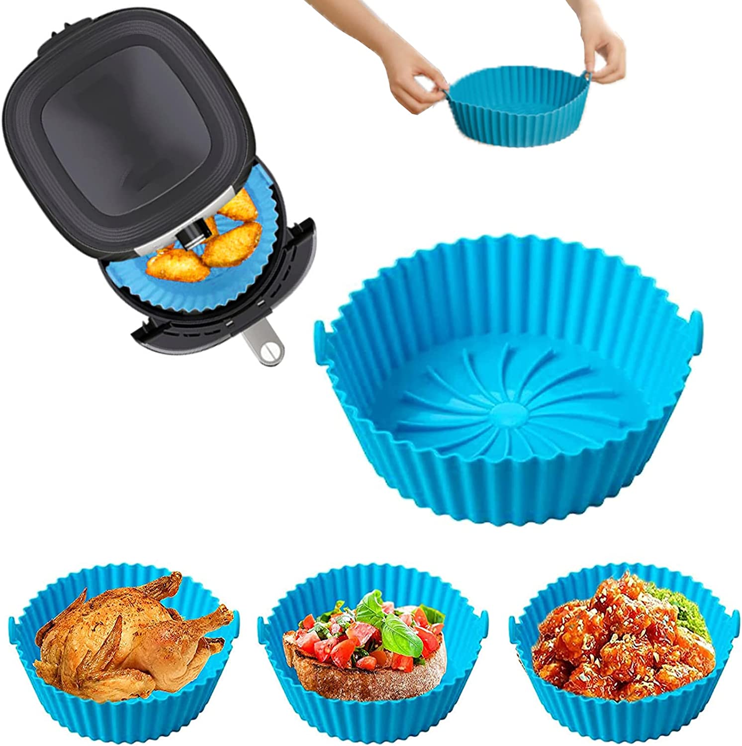 Canastilla Silicona para Freidora de aire Airfryer Reutilizable 2 a 3L