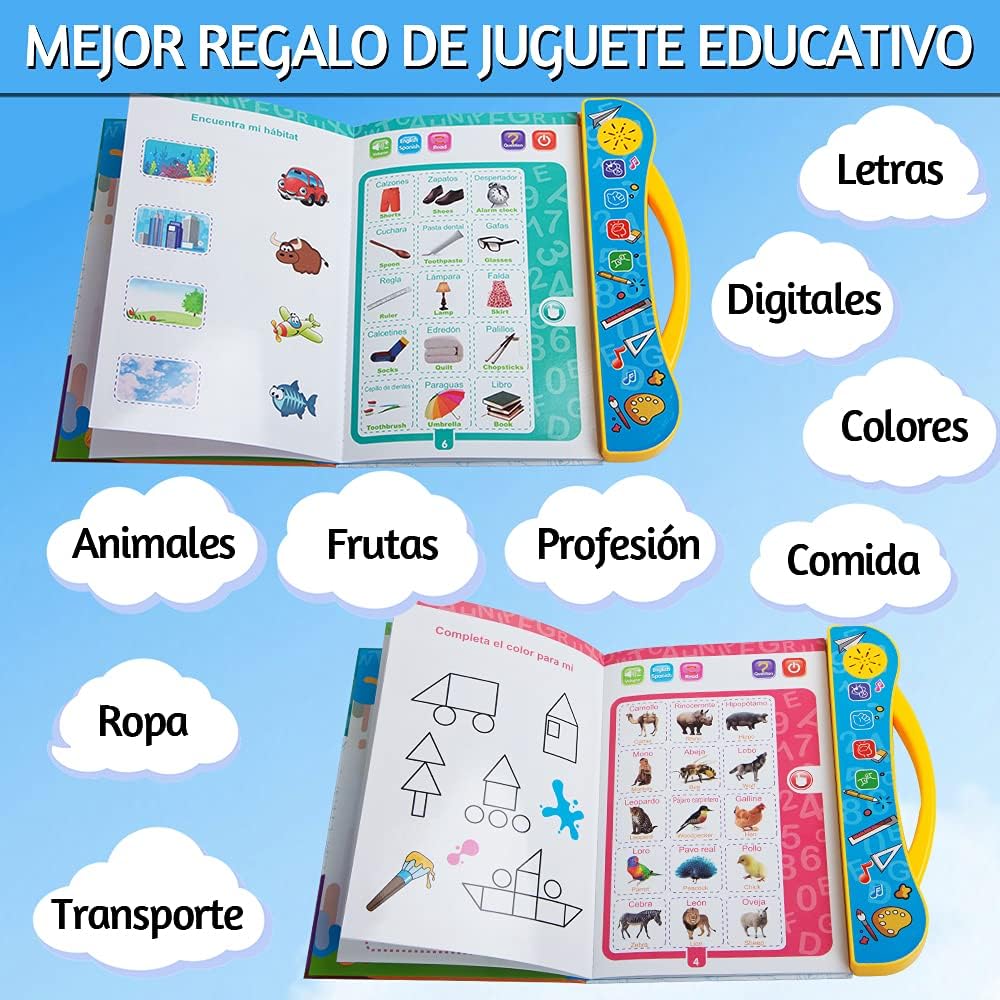 Libro didactico de aprendizaje en español e ingles con sonido.