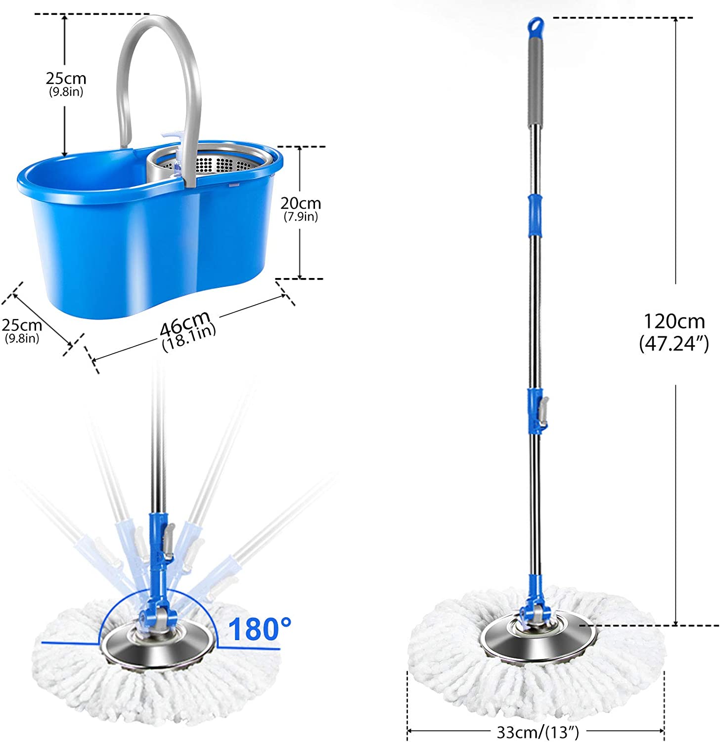 Trapero mágico 360 en Acero Inoxidable: Limpieza y secado automáticos para un hogar impecable