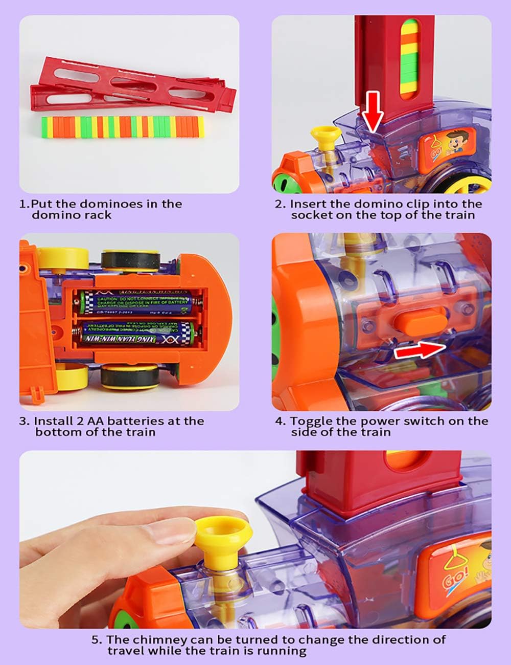 Tren Bloque de Dominó para Niños: ¡Diversión Eléctrica con Luces y Música!