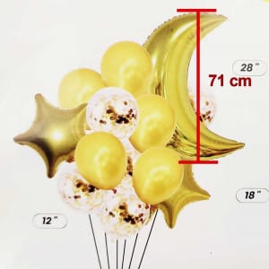 Combo x13 de globos variados con estrellas y luna metalizada