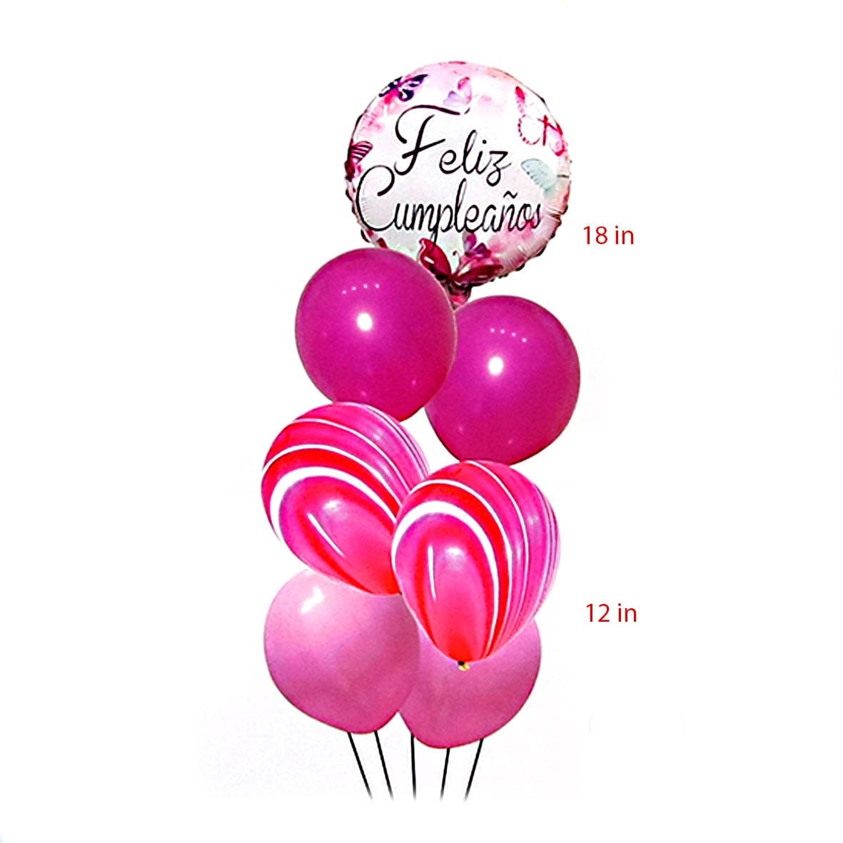 Bouquet "Feliz Cumpleaños" en color rosado con fucsia