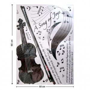 Sticker Vinilo decorativo Adhesivo de violín y notas musicales Para Pared