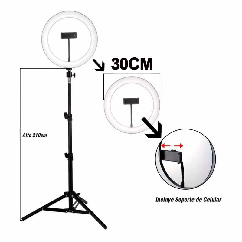 Aro de Luz Con Trípode 2.10 Mts. + Soporte Para Celular