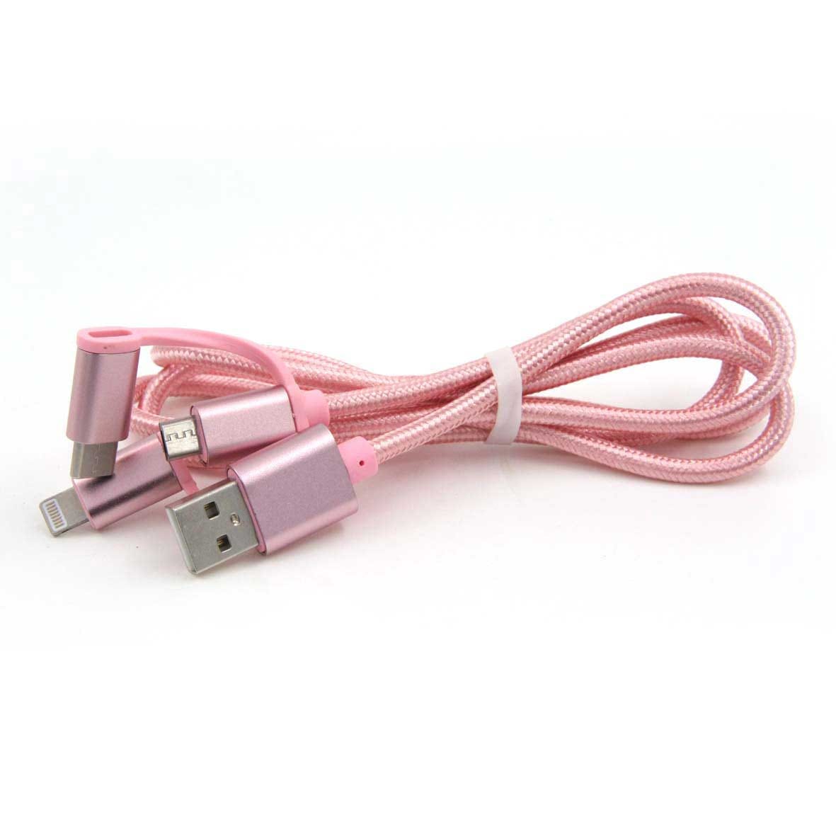 Cable USB 3 en 1 para Carga y Transferencia de Datos iOS/Android