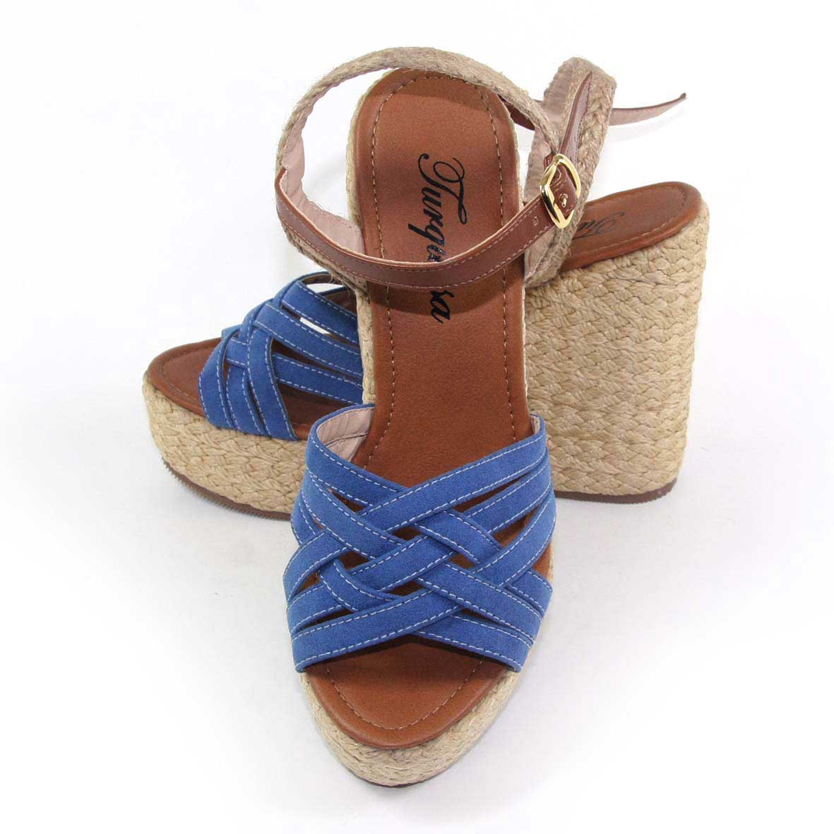 Sandalias con tacón de plataforma color azul