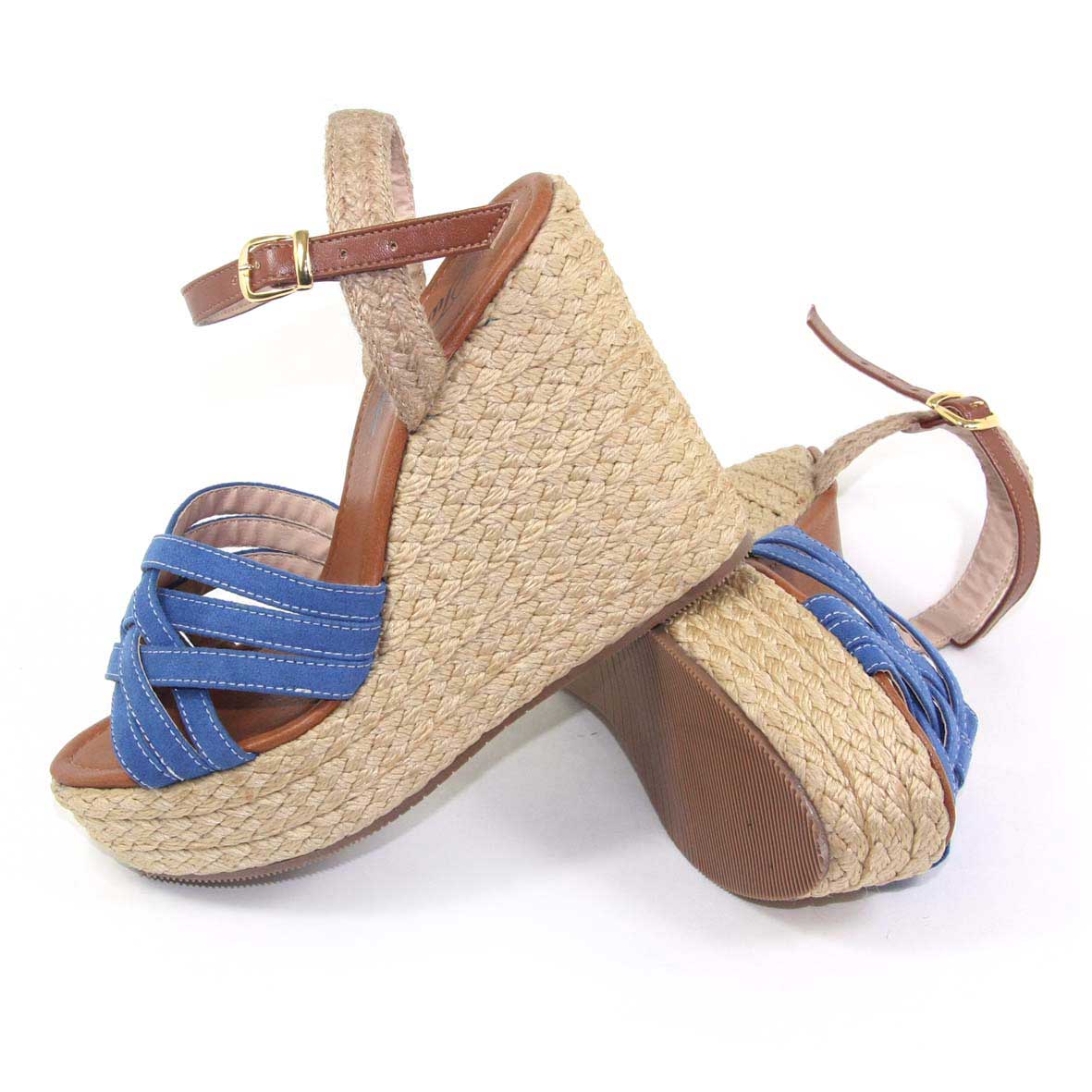 Sandalias con tacón de plataforma color azul