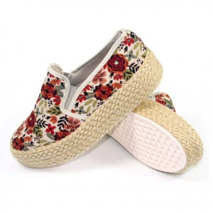 Zapato para dama estampado con motivos florales y suela de yute
