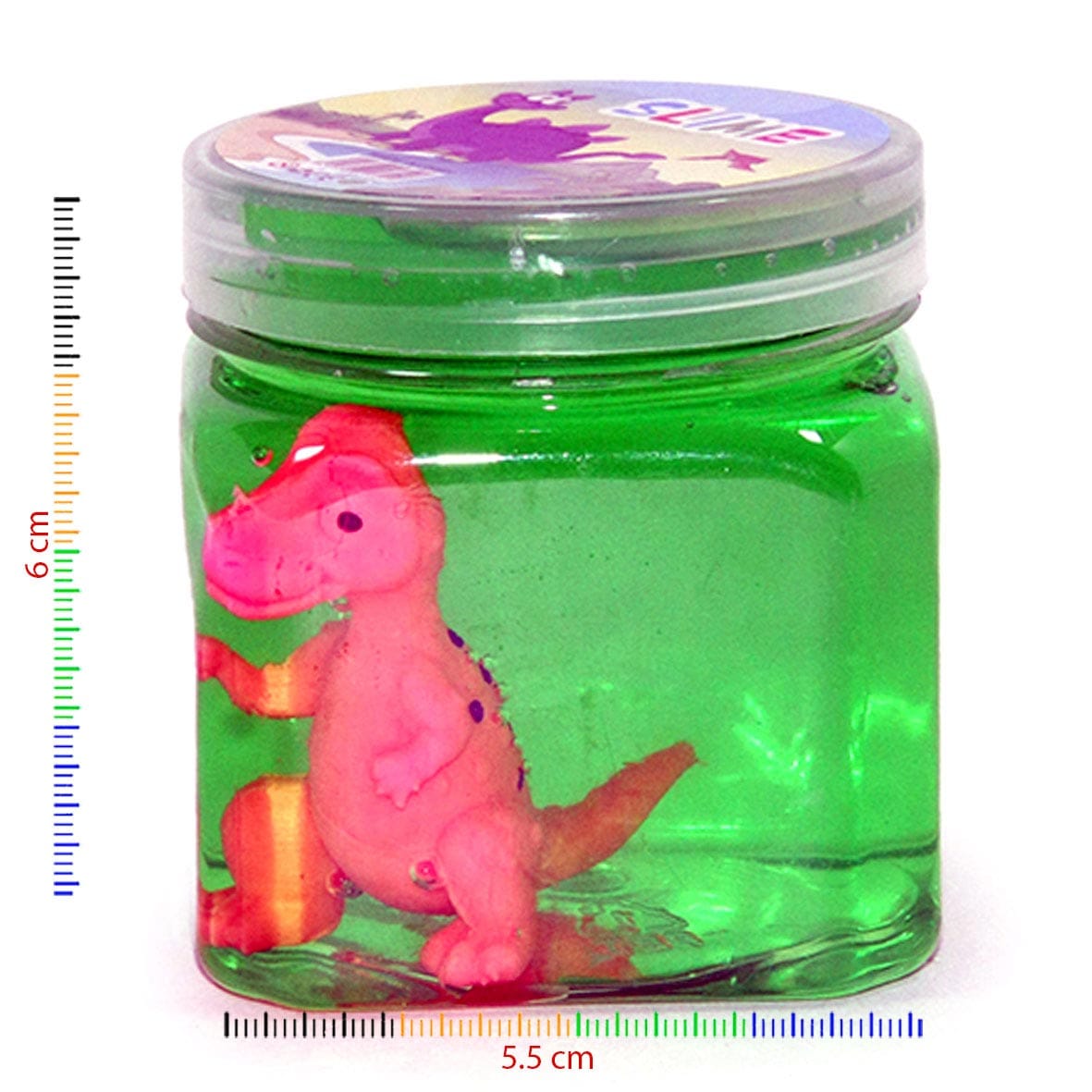 Slime con figura de dinosaurio