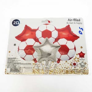Globos metalizados de balones de Futbol Rojos (6 Piesas)