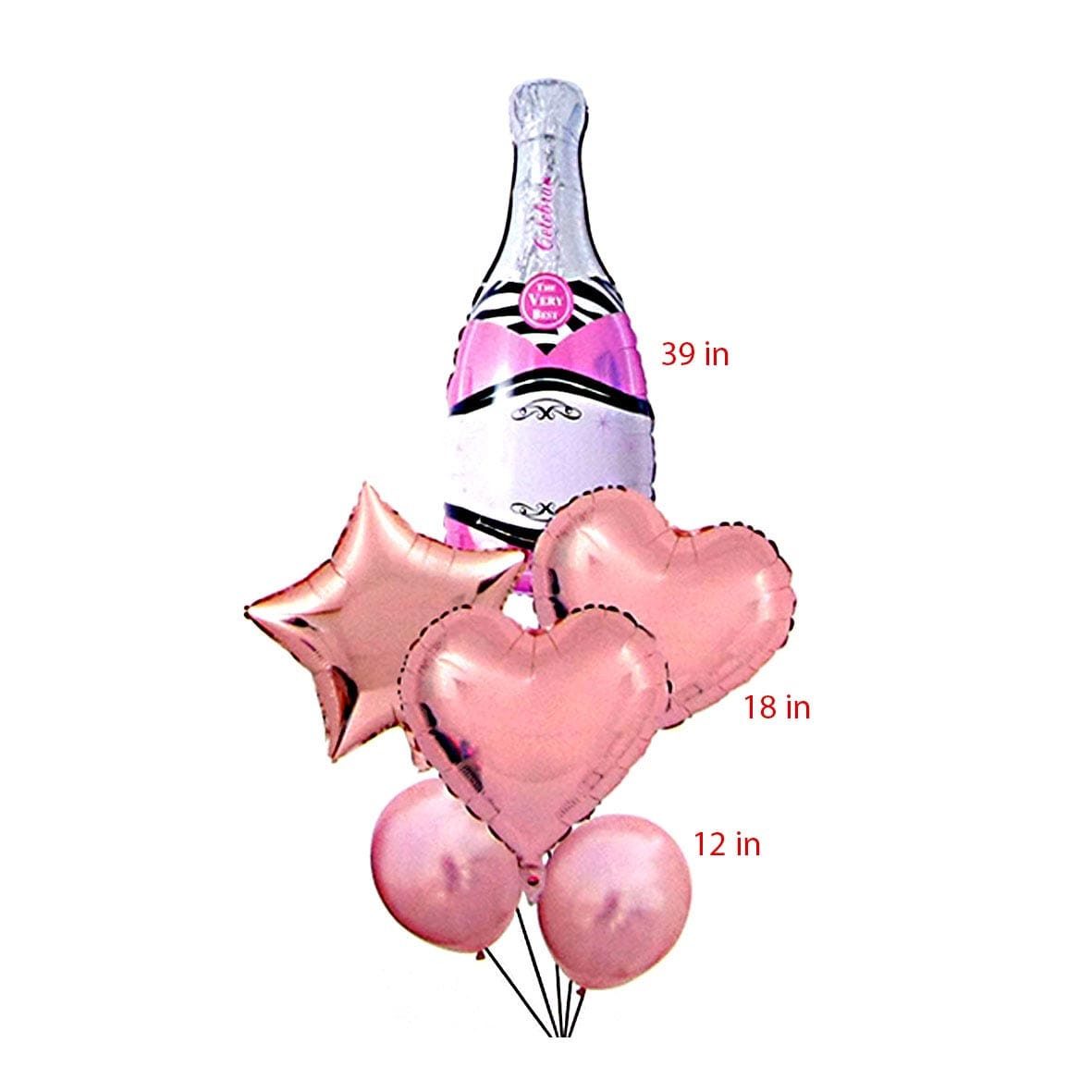 Bouquet de botella de champán rosada