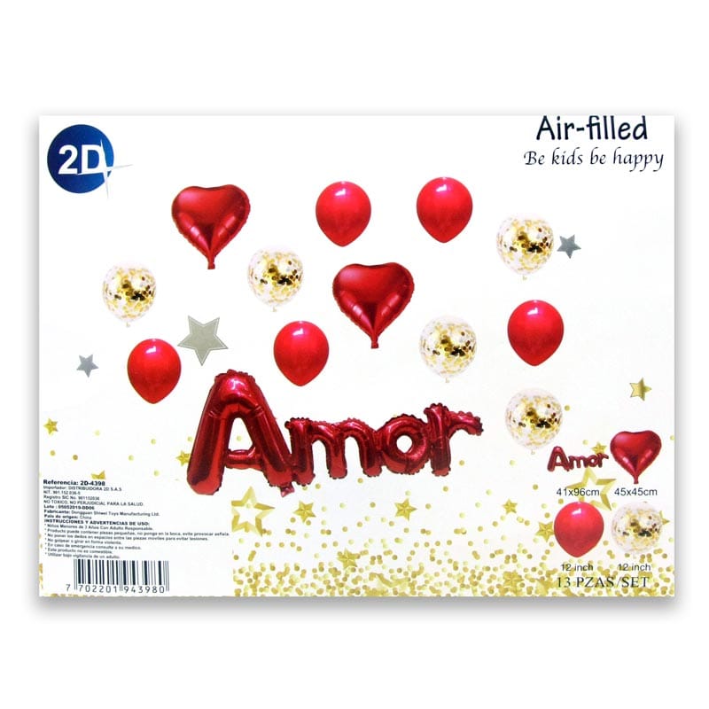 Set de globos de 13 piezas (AMOR)