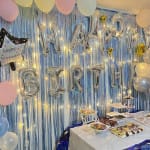 Cortina Metalizada Brillante Económica Para Fiestas Cumpleaños, Bodas, Baby Shower y más