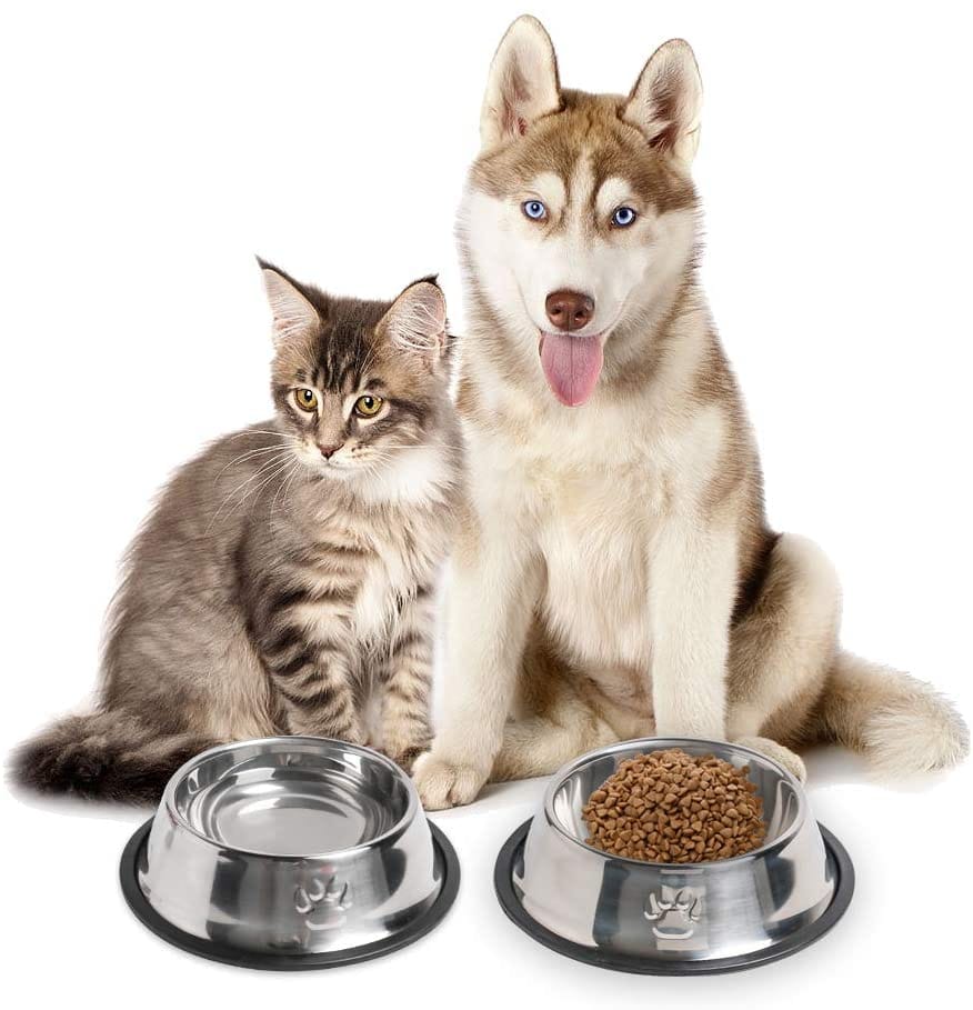 Plato Comedero Metálico De 12cm Antideslizante Para Gatos y Perro