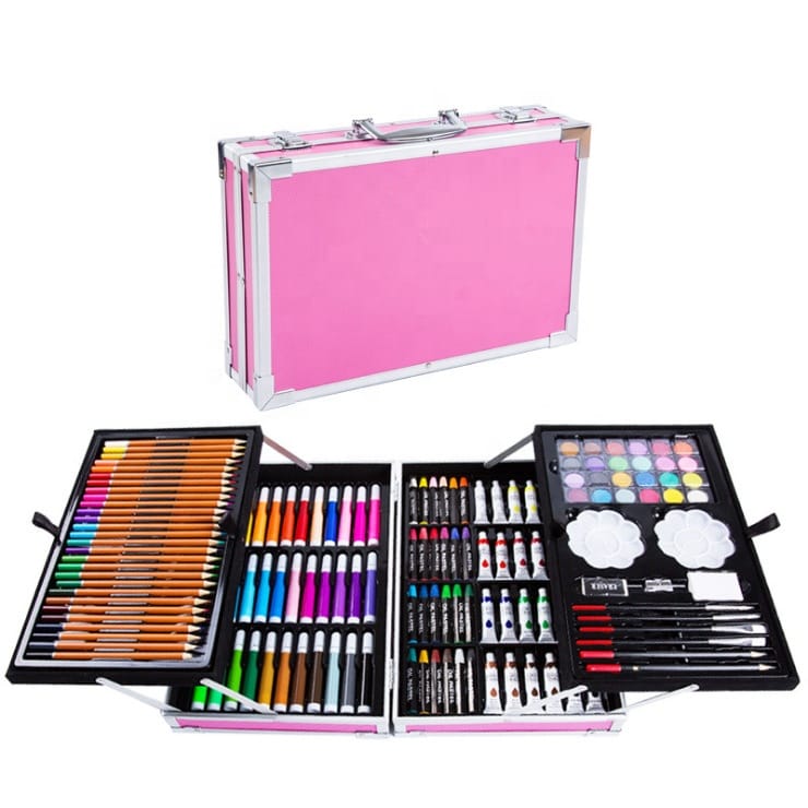 Kit de arte profesional 145 piezas para niños con maleta de lujo en aluminio