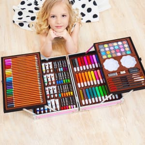 Kit de arte profesional 145 piezas para niños con maleta de lujo en aluminio