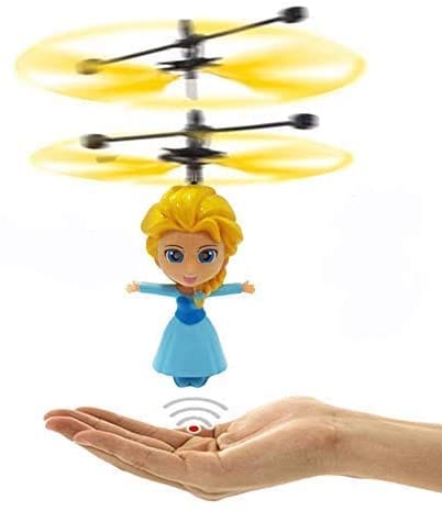 Drene  Helicóptero Con Sensor Infrarrojo Operado A Mano Recargable Con USB,  Elsa Frozen - Azul