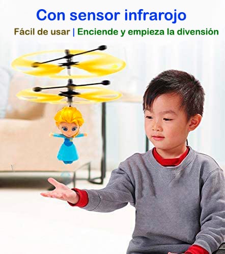 Drene  Helicóptero Con Sensor Infrarrojo Operado A Mano Recargable Con USB,  Elsa Frozen - Azul