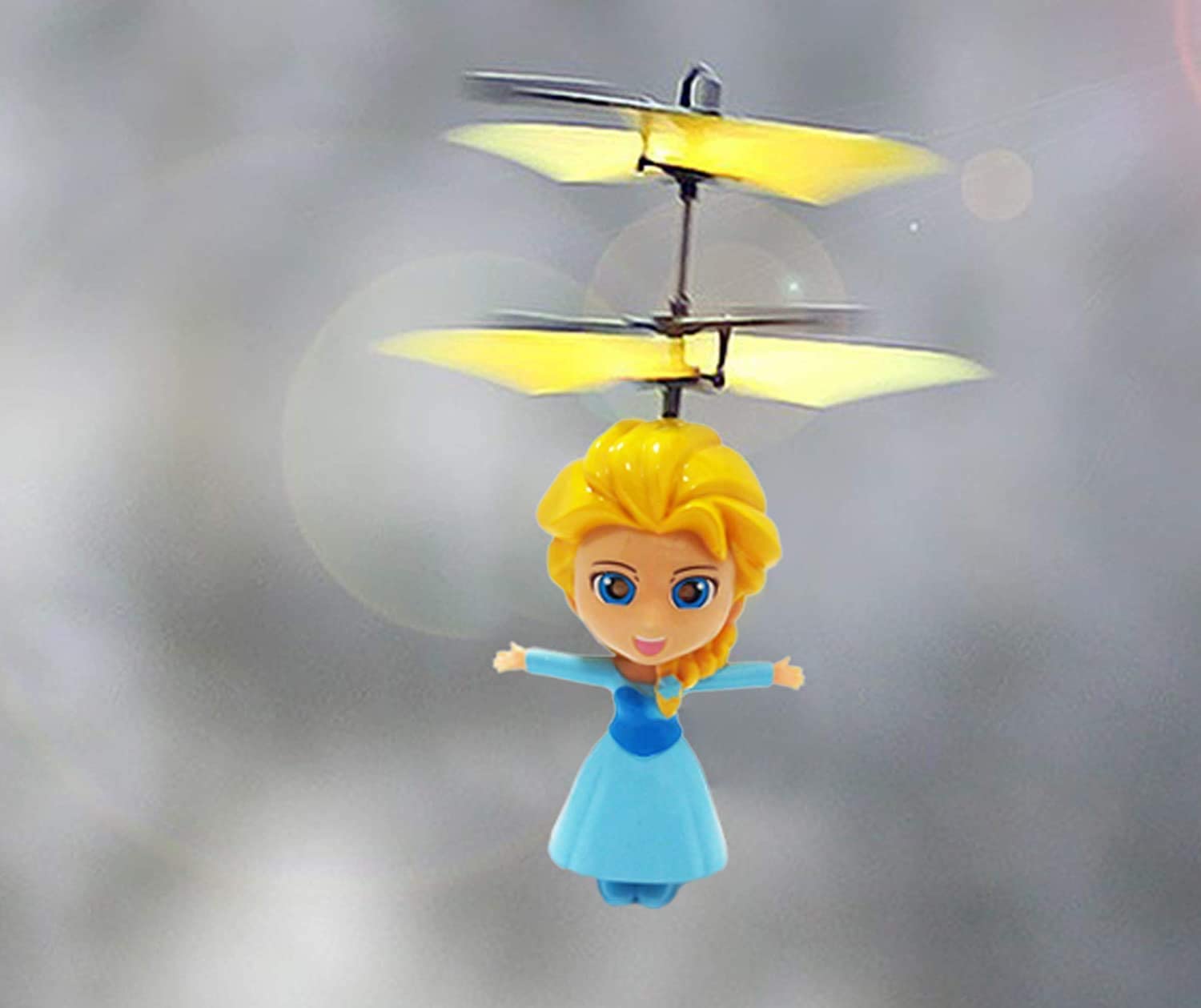 Drene  Helicóptero Con Sensor Infrarrojo Operado A Mano Recargable Con USB,  Elsa Frozen - Azul