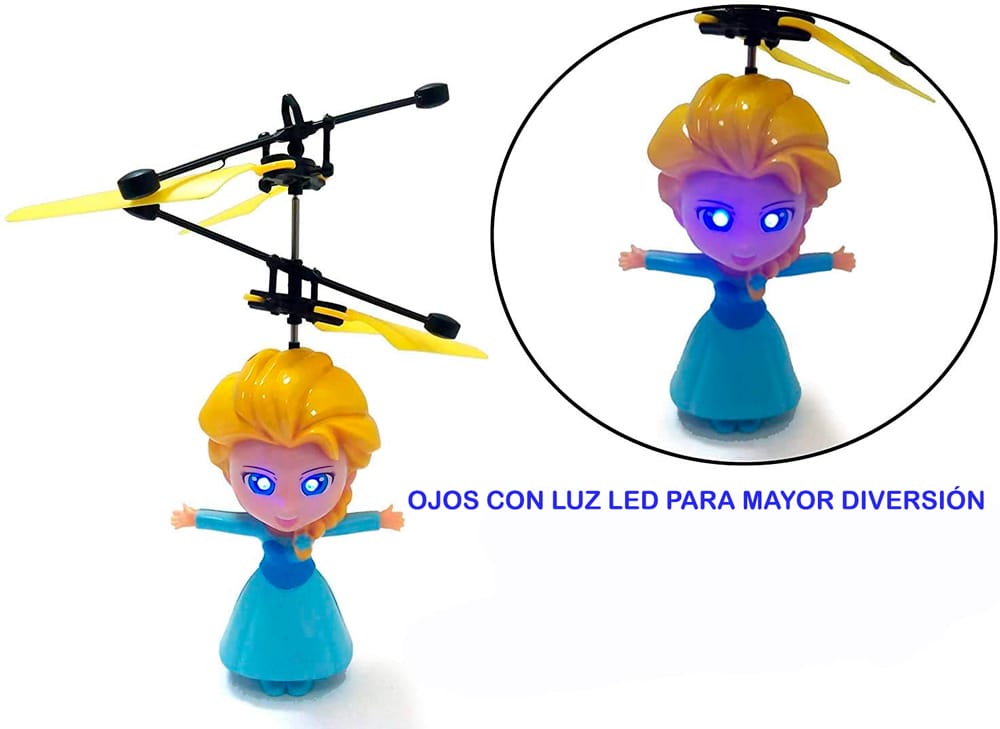 Drene  Helicóptero Con Sensor Infrarrojo Operado A Mano Recargable Con USB,  Elsa Frozen - Azul