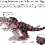 Dinosaurio T-Rex con luz, sonido, movimiento de caminar y acción de cola oscilante