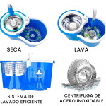 NUEVO TRAPERO MÁGICO QUE LIMPIA EN SEGUNDOS + 4 Mopas GRATIS! Centrífuga y base del trapero en acero inoxidable.